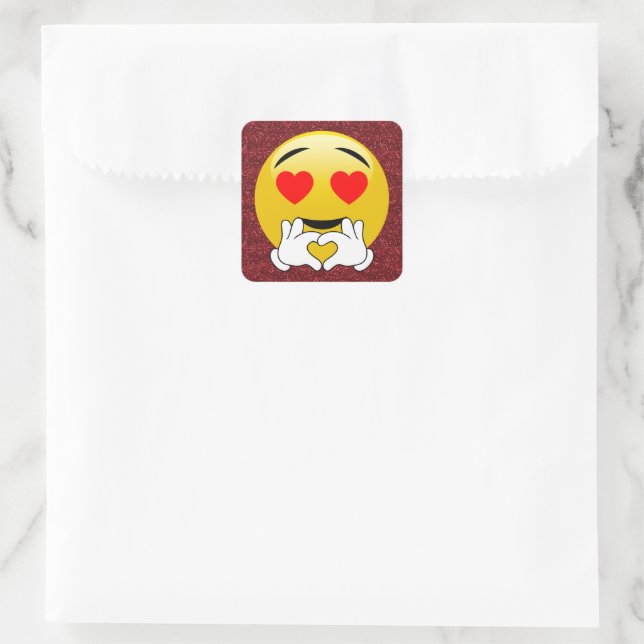 Love Heart Emoji Red Sparkle Stickers | Zazzle
