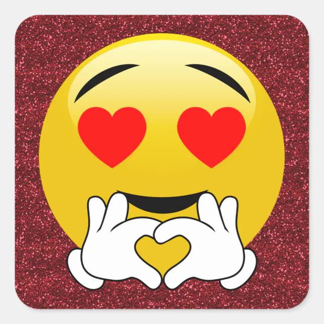 Love Heart Emoji Red Sparkle Stickers | Zazzle