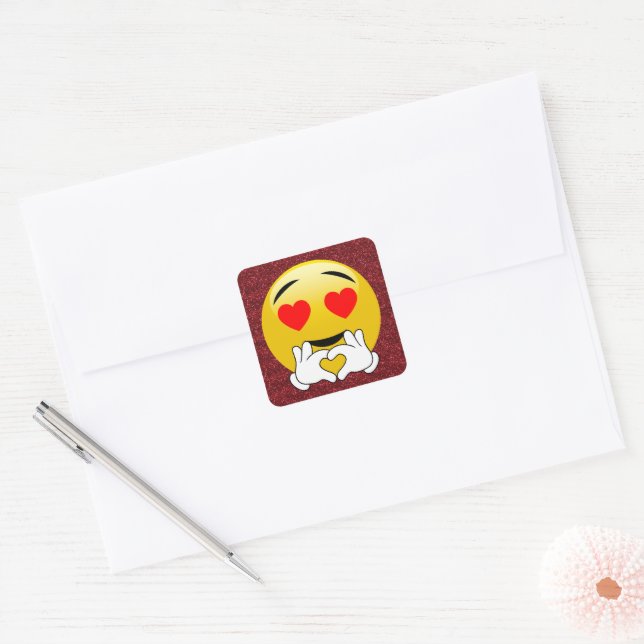Love Heart Emoji Red Sparkle Stickers | Zazzle