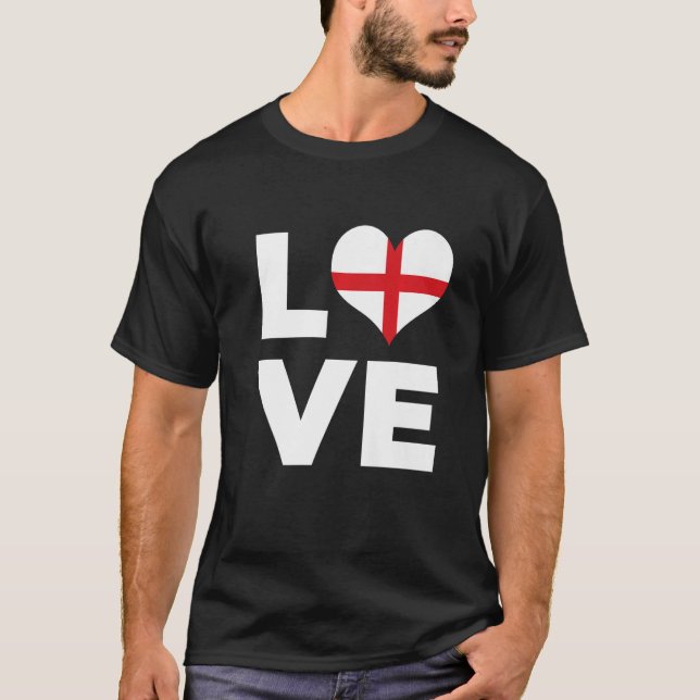 Love Heart England Flag T-Shirt (Front)