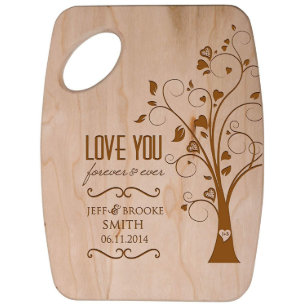 Love Heart-Engraved Wooden Cheese Cutting Board