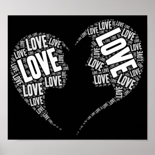 Love heart faces word picture poster