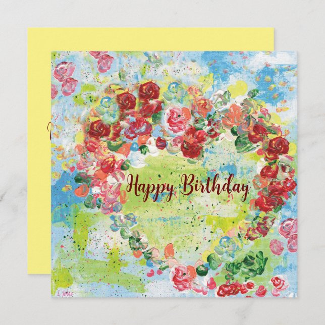 Love Heart Flat Greetings Card (Front/Back)