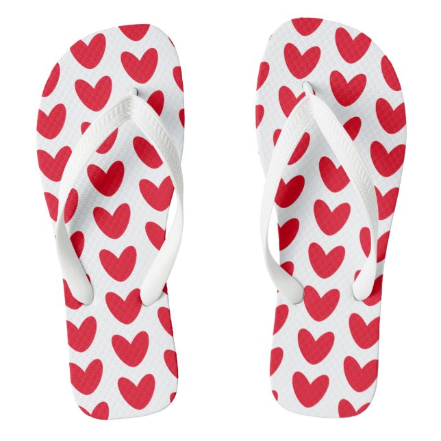 Love Heart Flip Flops Beach Footwear (Footbed)