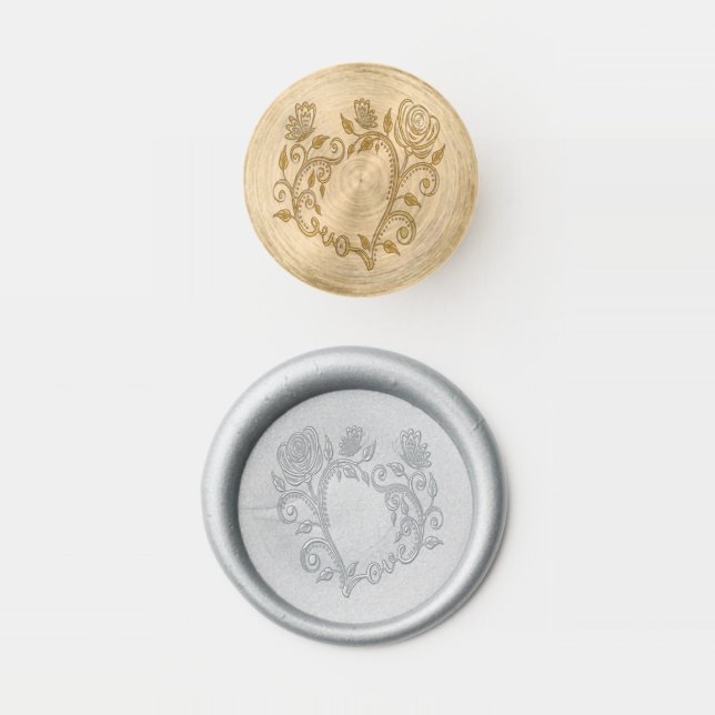 Love Heart Floral Butterfly Wedding Personal Wax Seal Stamp (Stamped)