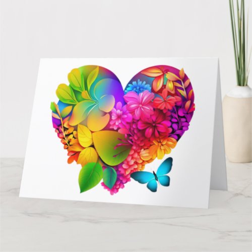 Love Heart Floral Design Thank You Card