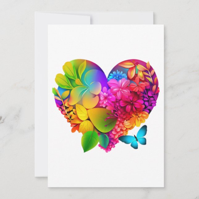 Love Heart Floral Design Thank You Card (Front)