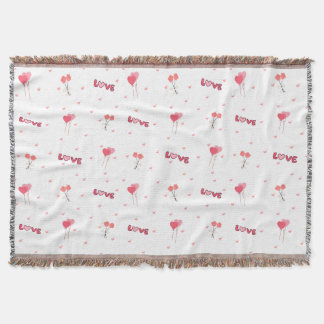 Love Heart Flower Throw Blanket