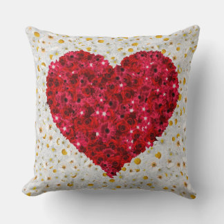 Love Heart Flowers Throw Pillow