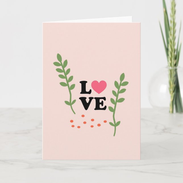 Love Heart Foliage Design Card (Front)