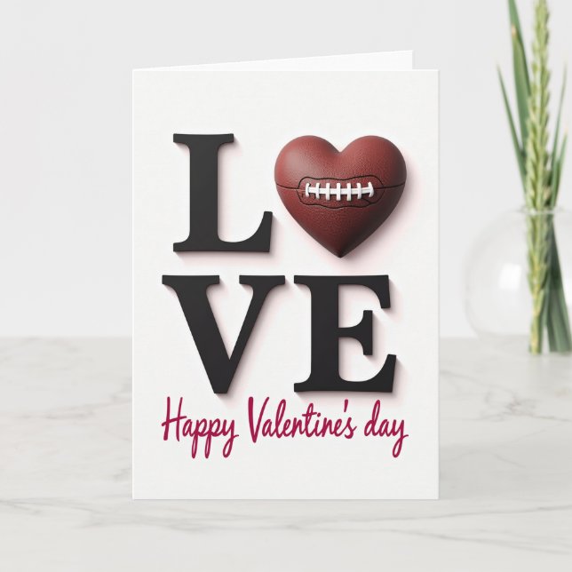 Love Heart Football Valentines Card (Front)