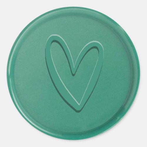 Love Heart Forest Green Wax Seal Sticker