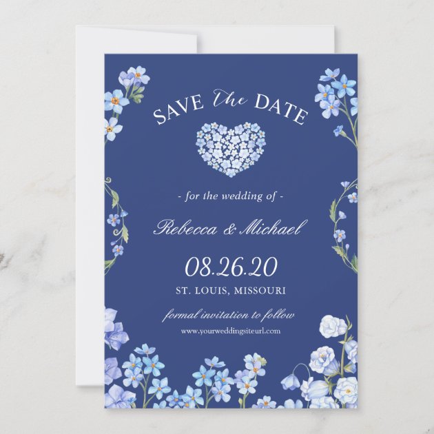 Love Heart Forget Me Nots Floral Save The Date