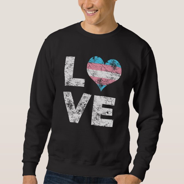 Love Heart Gay Transgender Flag Community Pride Tr Sweatshirt (Front)