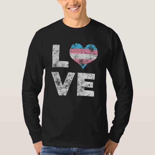 Love Heart Gay Transgender Flag Community Pride Tr T-Shirt (Front)