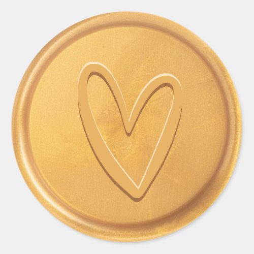 Love Heart Gold Wax Seal Sticker