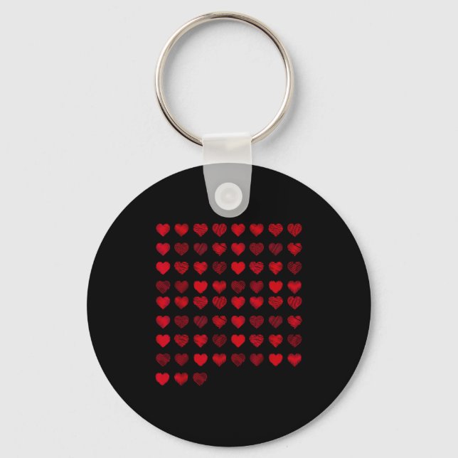 Love Heart Graphic 67 Hearts Pattern 67 Valentines Keychain (Front)