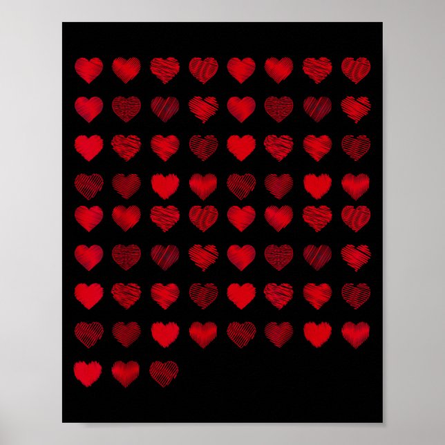 Love Heart Graphic 67 Hearts Pattern 67 Valentines Poster (Front)