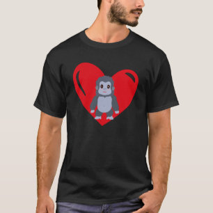 Love Heart Graphic Valentine's Day Gorilla Boys Ki T-Shirt