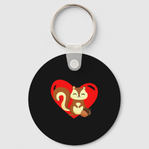 Love Heart Graphic Valentines Day Squirrel Boys K  Keychain
