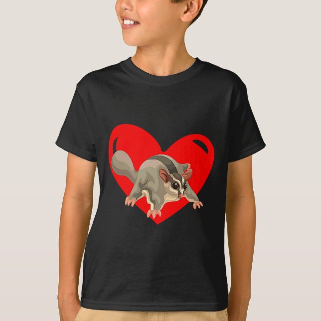 Love Heart Graphic Valentines Day Sugar Glider Bo  T-Shirt (Front)