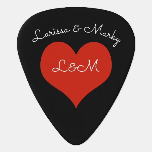 love heart his  her names  personalized guitar pick
