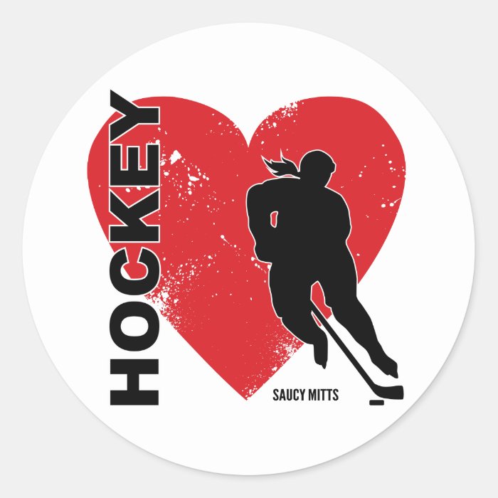 Love Heart Hockey Round Sticker