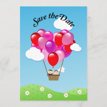 Love Heart Hot Air Balloon Wedding Save The Date Invitation by Cards_by_Cathy at Zazzle