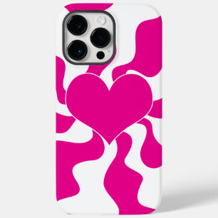 Love Heart in Magenta and White Case-Mate iPhone 14 Pro Max Case