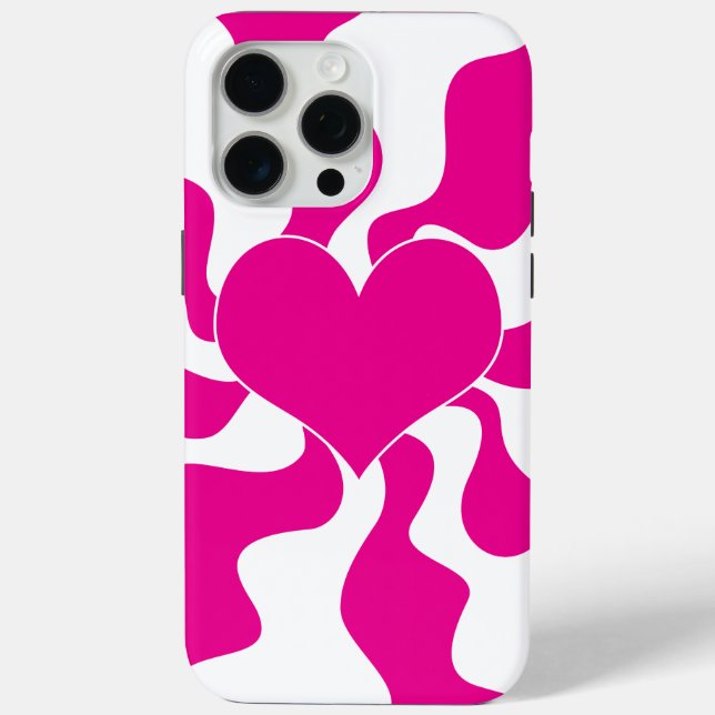 Love Heart in Magenta and White Case-Mate iPhone Case (Back)