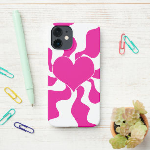 Love Heart in Magenta and White iPhone 12 Mini Case