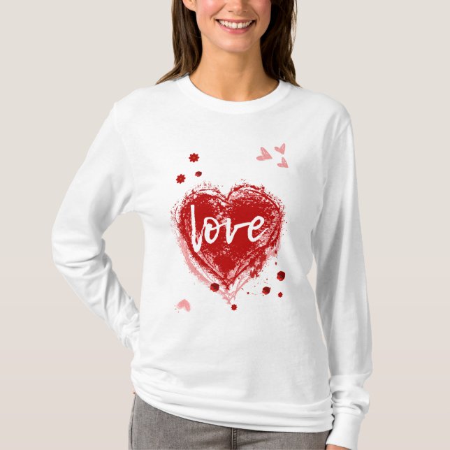 Love Heart In Red Valentine's Day T-Shirt (Front)