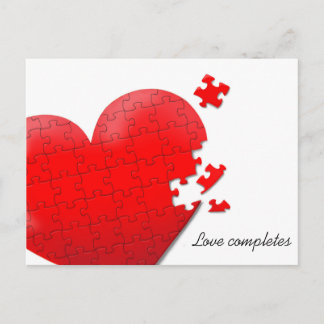 love heart jigsaw puzzle postcard