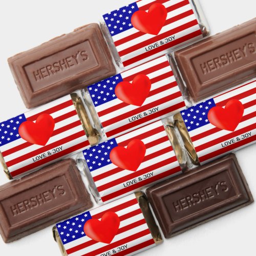 Love Heart  Joy American Flag Hersheys Miniatures