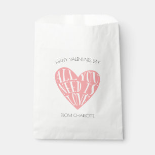 Love Heart Kids Valentines Day Classroom Favor Bag