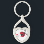 Love heart ladybug key ring<br><div class="desc">Cute ladybug / ladybird in red,  white and black key chain. Art by Sarah Trett.</div>