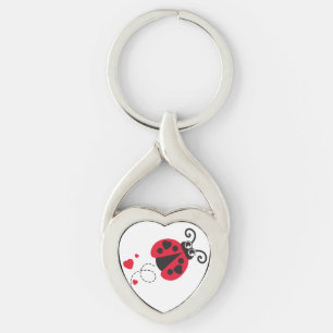 Love heart ladybug key ring