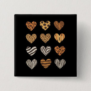 Love Heart Leopard Cute Valentine's Day  Button