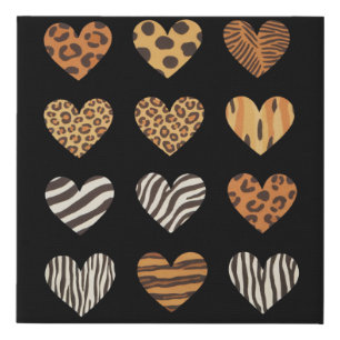 Love Heart Leopard Cute Valentine's Day  Faux Canvas Print