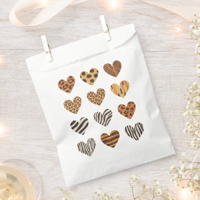 Love Heart Leopard Cute Valentine's Day  Favor Bag (Clipped)