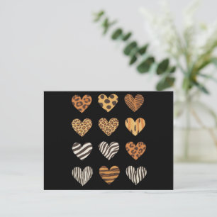 Love Heart Leopard Cute Valentine's Day Postcard