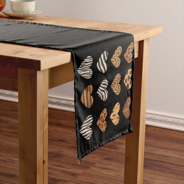 Love Heart Leopard Cute Valentine's Day  Short Table Runner (In Situ)