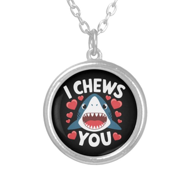 Love Heart Leopard Cute Valentine's Day  Silver Plated Necklace (Front)