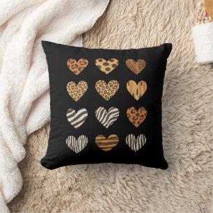 Love Heart Leopard Cute Valentine's Day  Throw Pillow