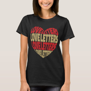 Love Heart Letters Gold Red Glitter T-Shirt