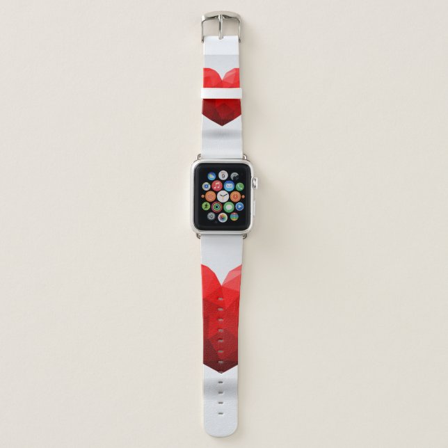 Love heart low poly valentine apple watch band (Front)