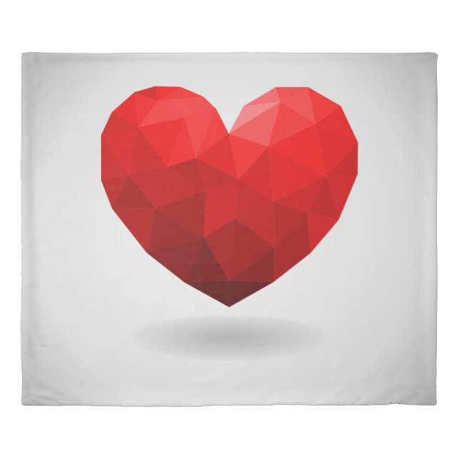 Love heart low poly valentine duvet cover (Front)