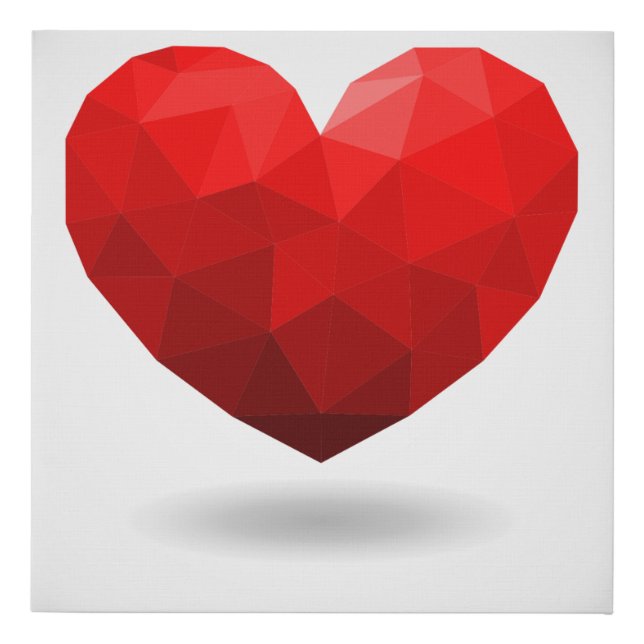 Love heart low poly valentine faux canvas print (Front)