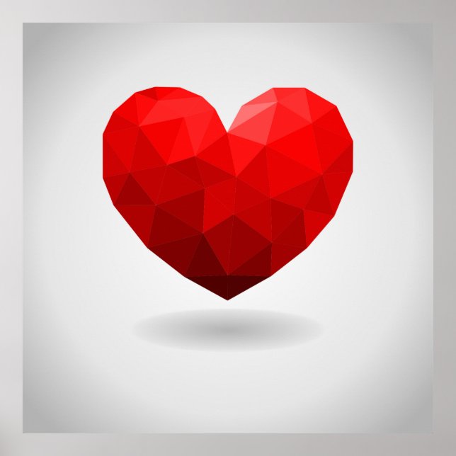 Love heart low poly valentine poster (Front)