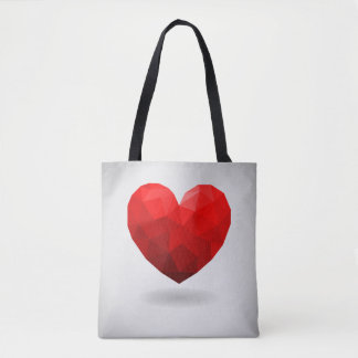 Love heart low poly valentine tote bag